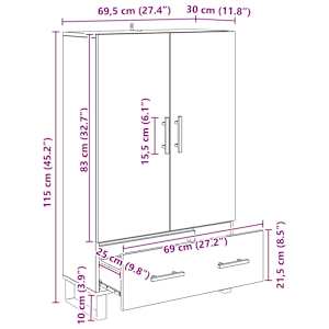 Vysoký bufet Staré dřevo 69,5 x 30 x 115 cm kompozitní dřevo - obrázek 11