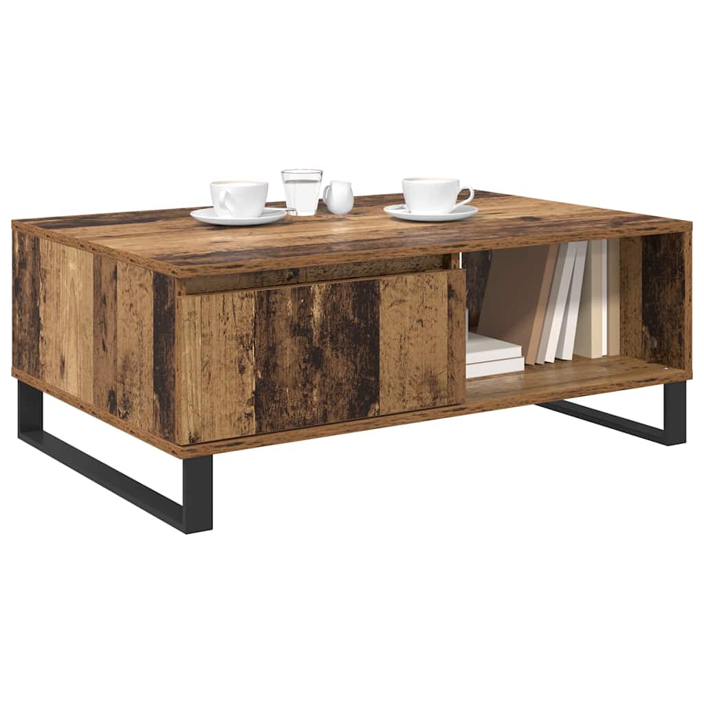 vidaXL Salontafel met lade Oud hout 90 x 60 x 35 cm Bewerkt hout