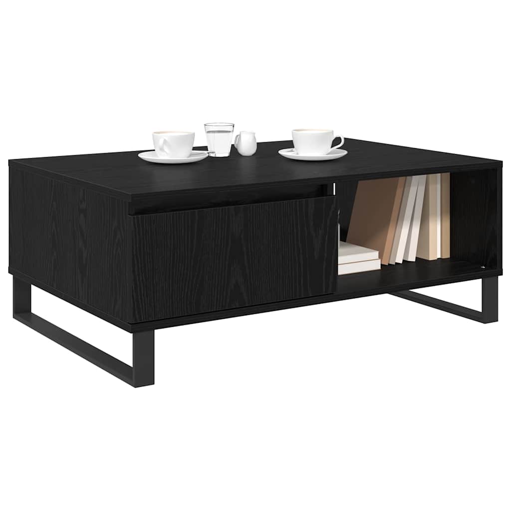 vidaXL Salontafel met lade Zwart eiken 90 x 60 x 35 cm Bewerkt hout