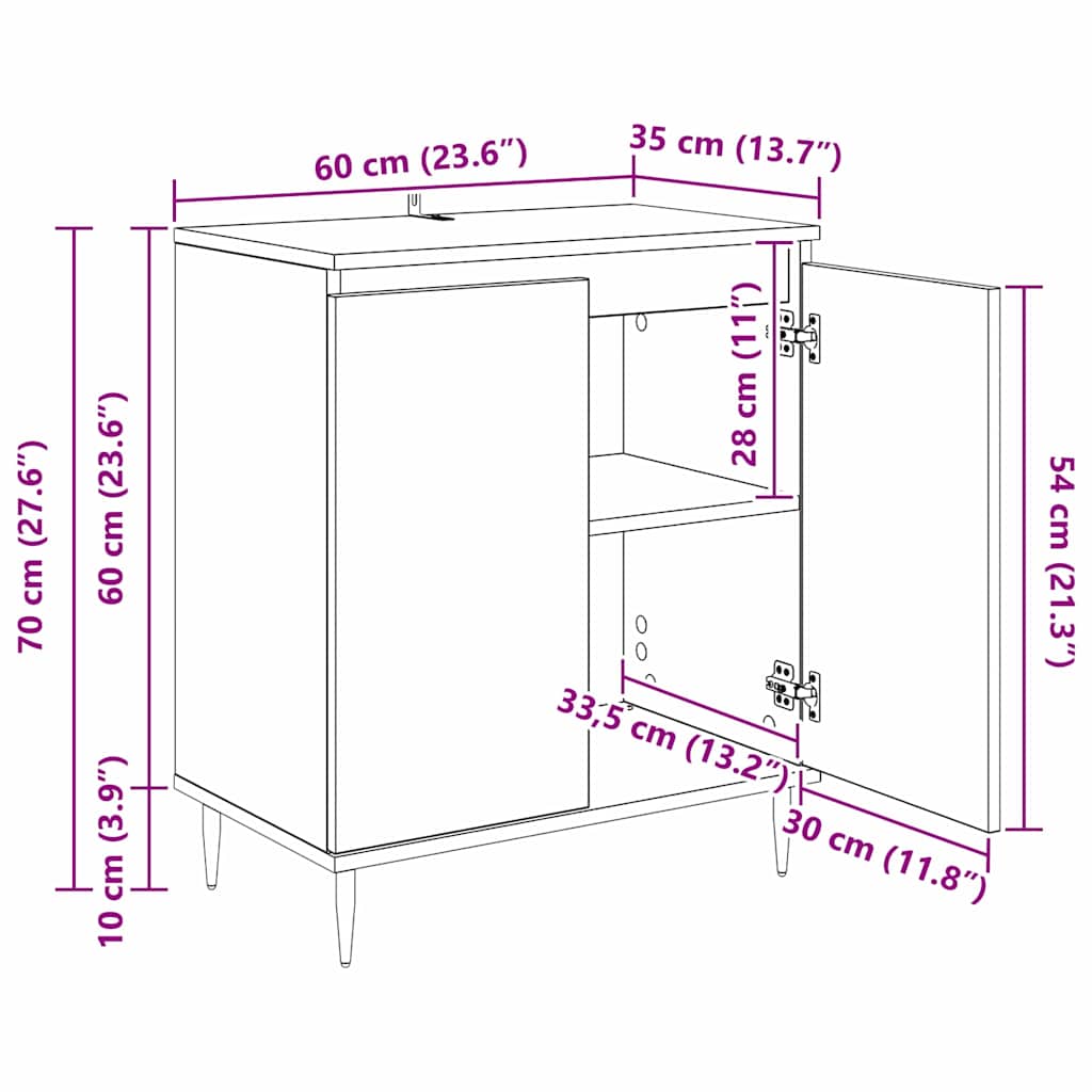 Servírovací skříň Staré dřevo 60 x 35 x 70 cm kompozitní dřevo - obrázek 14
