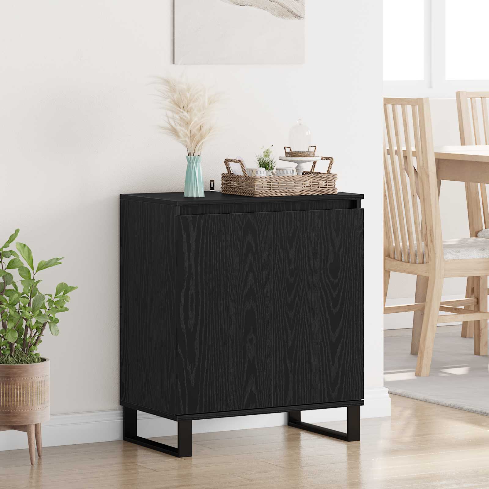 vidaXL Bufet Stejar Negru 60 x 35 x 70 cm Lemn compozit