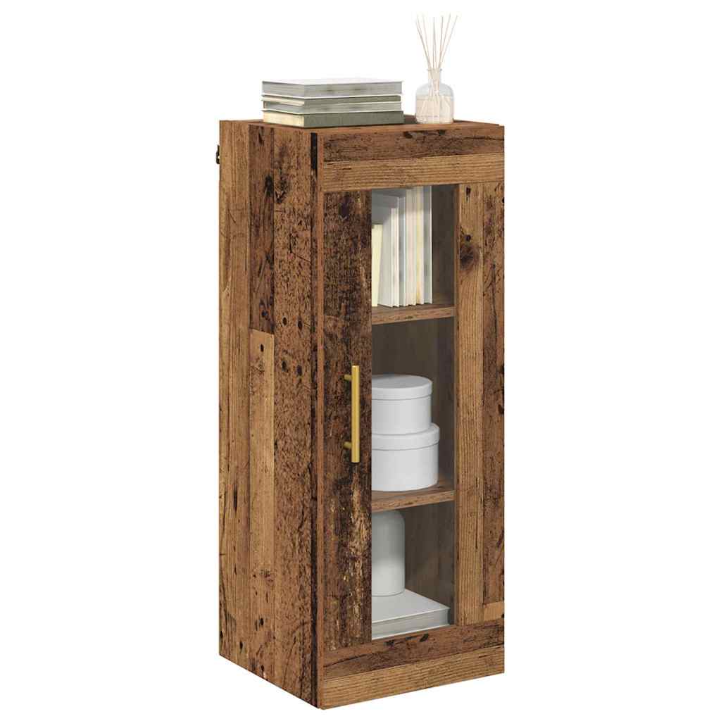 vidaXL Wandkast Oud Hout 34,5 x 34 x 90 cm Geengineerd Hout en Glas