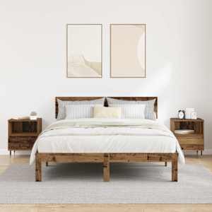Noční skříňka se zásuvkou 2 pcs Staré dřevo 40 x 35 x 50 cm - obrázek 4