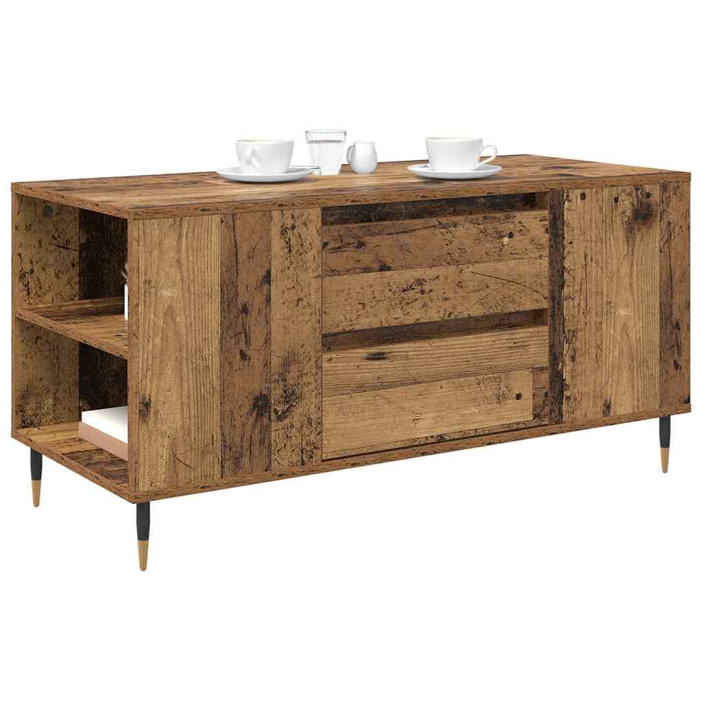 vidaXL Salontafel with Drawer Oud hout 102 x 44.5 x 50 cm Bewerkt hout