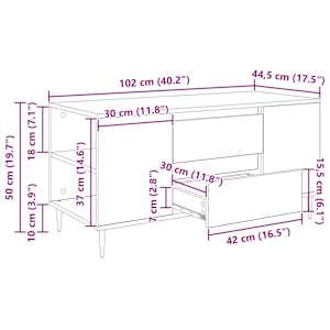 Konferenční stolek Artisanový dub 102 x 44,5 x 50 cm - obrázek 12