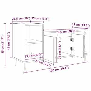 Televizní skříň Staré dřevo 100 x 35 x 55 cm kompozitní dřevo - obrázek 12