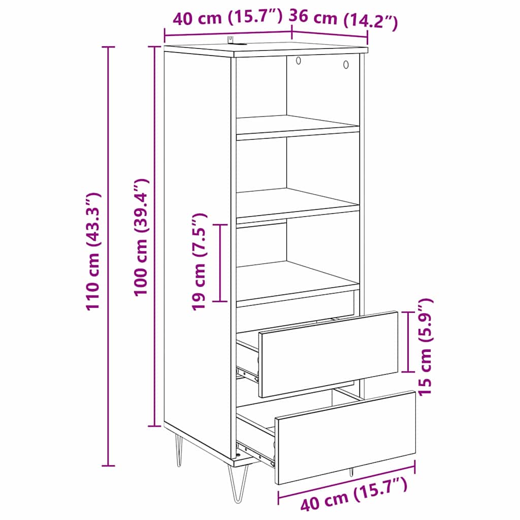 Kõrgushein sahtliga Käsitööpuu 40 x 36 x 110 cm Tehispuit - Image 11
