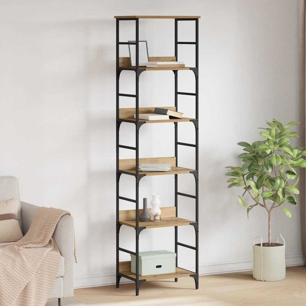 vidaXL Raft pentru cărți Stejar Artizanal 50 x 33 x 188,5 cm