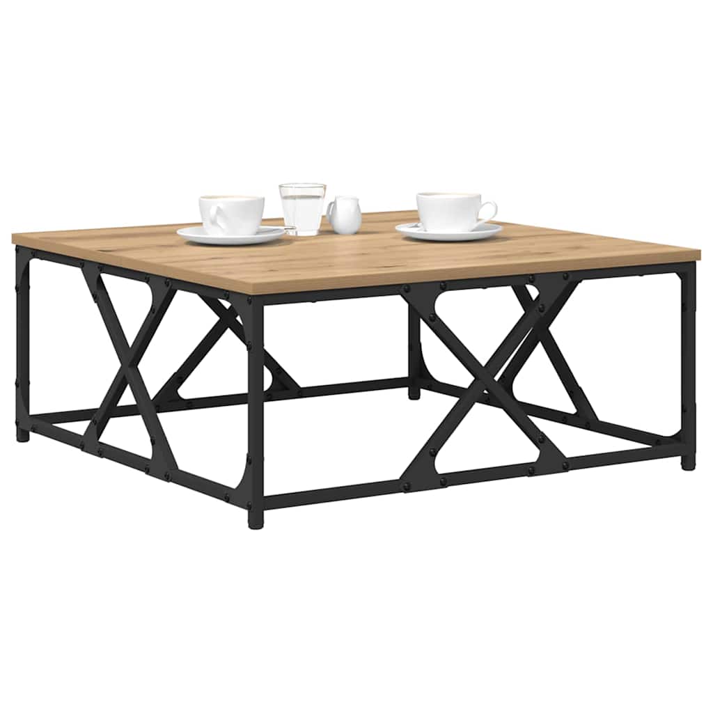 vidaXL Salontafel artisanaal eikenkleurig 70 x 70 x 30 cm Bewerkt hout