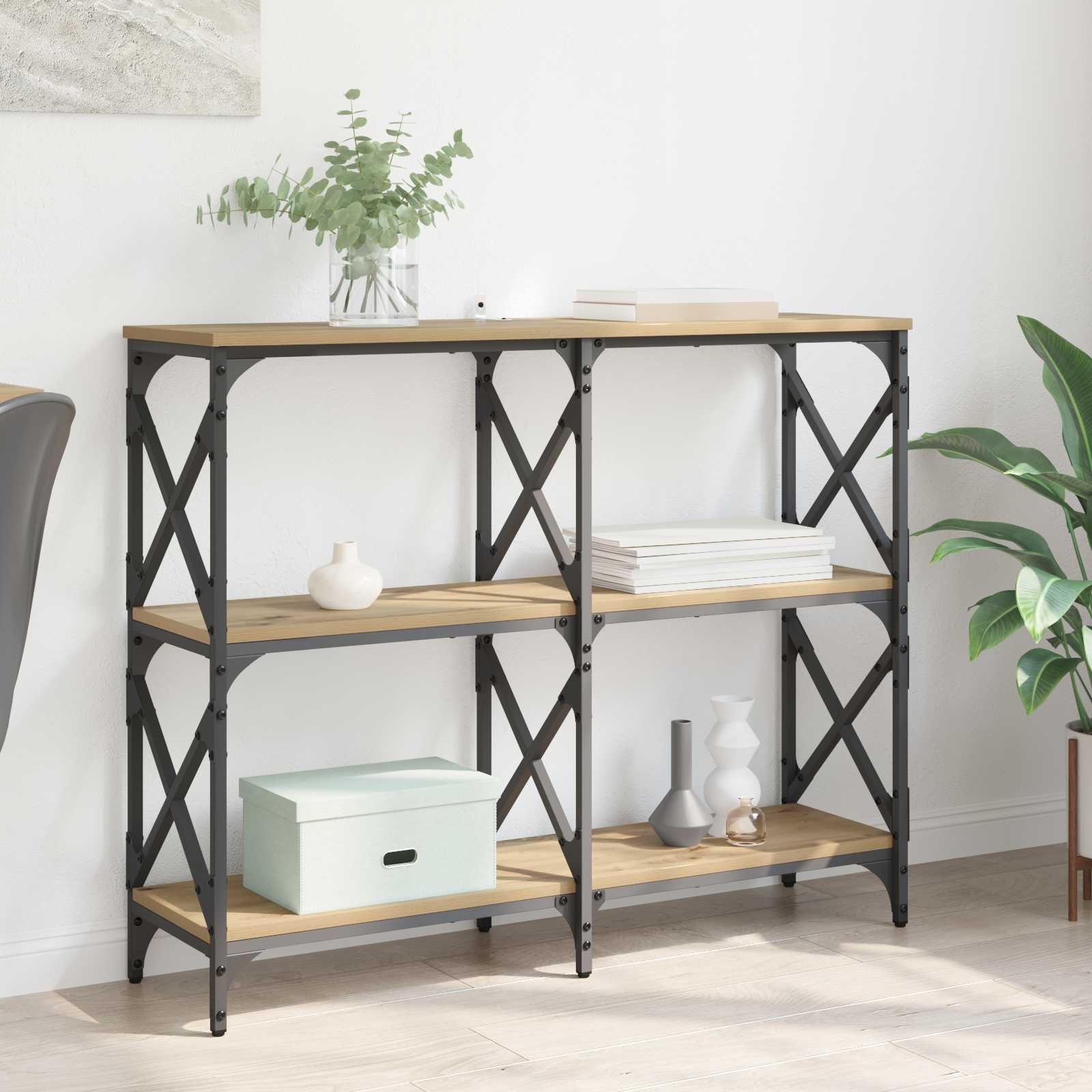 vidaXL Masă de consolă Stejar Artizanal 100 x 28 x 80,5 cm