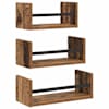 vidaXL Seinariiulikomplekt 3 tk Vana puit 40x16x14cm Tehispuit