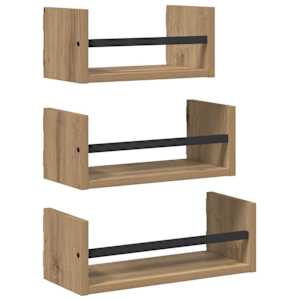 vidaXL Seinariiulikomplekt 3 tk K&auml;sit&ouml;&ouml;puu 40x16x14cm Tehispuit