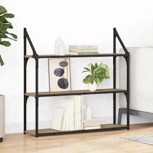 Stenska polica Umetni hrast 80 x 21 x 78,5 cm Konstruiran les