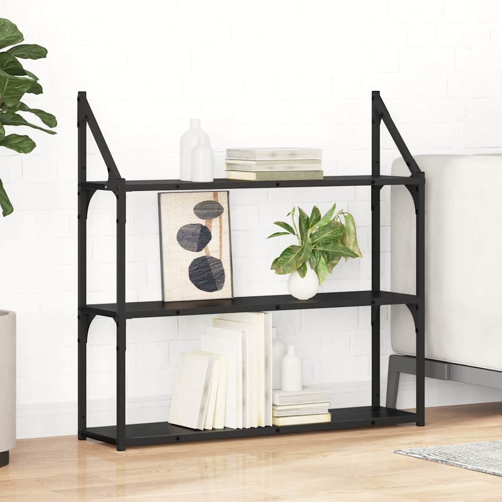 vidaXL Raft de perete Stejar Negru 80 x 21 x 78,5 cm Lemn compozit