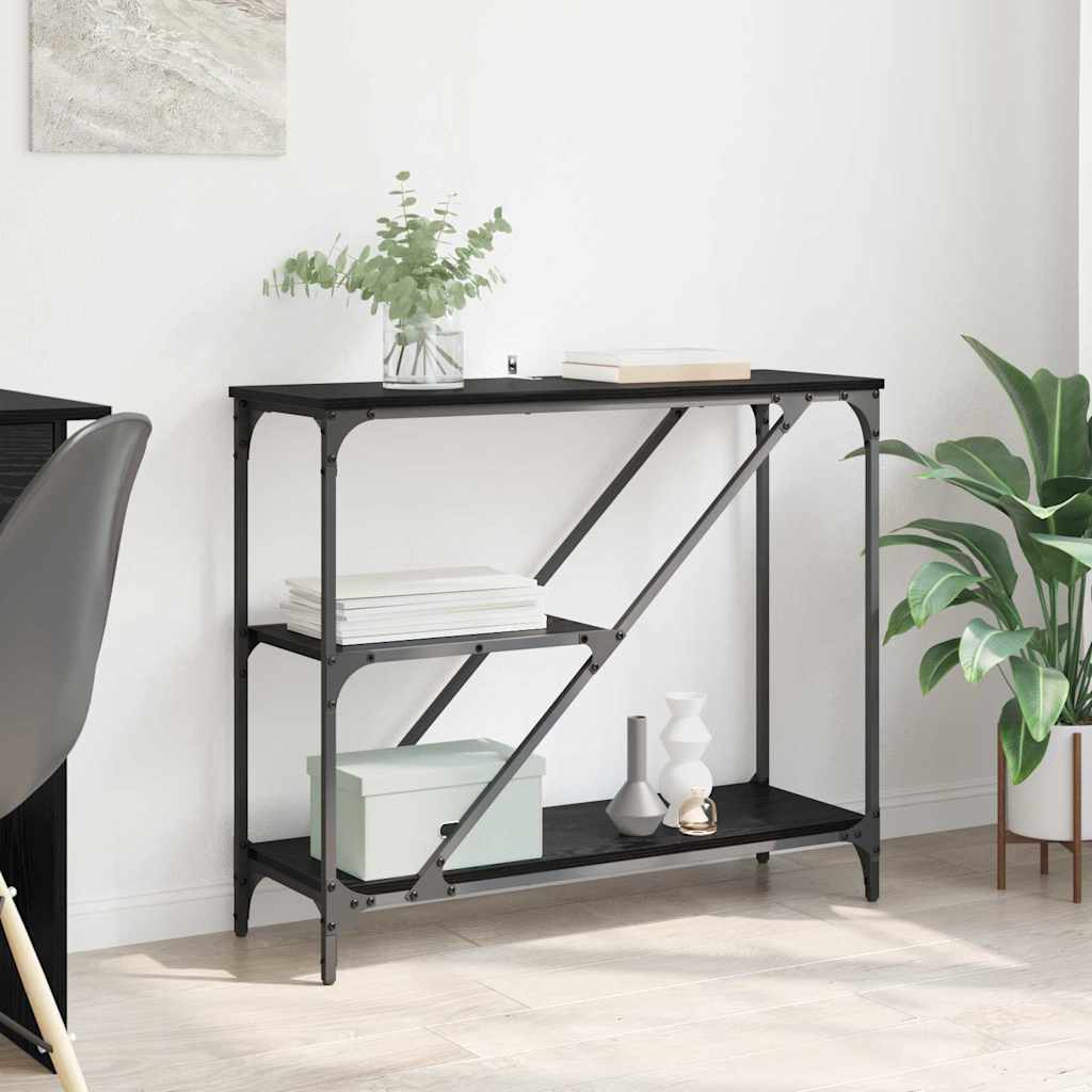 Noptiere dormitor - Masă de consolă Stejar Negru 88,5 x 30 x 75 cm Lemn compozit