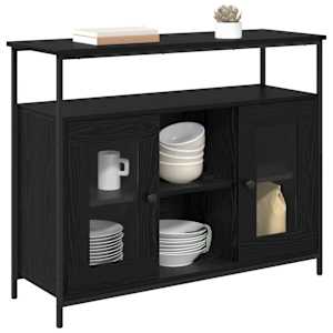 Servírovací skříň Černý dub 100 x 35 x 80 cm kompozitní dřevo - obrázek 3