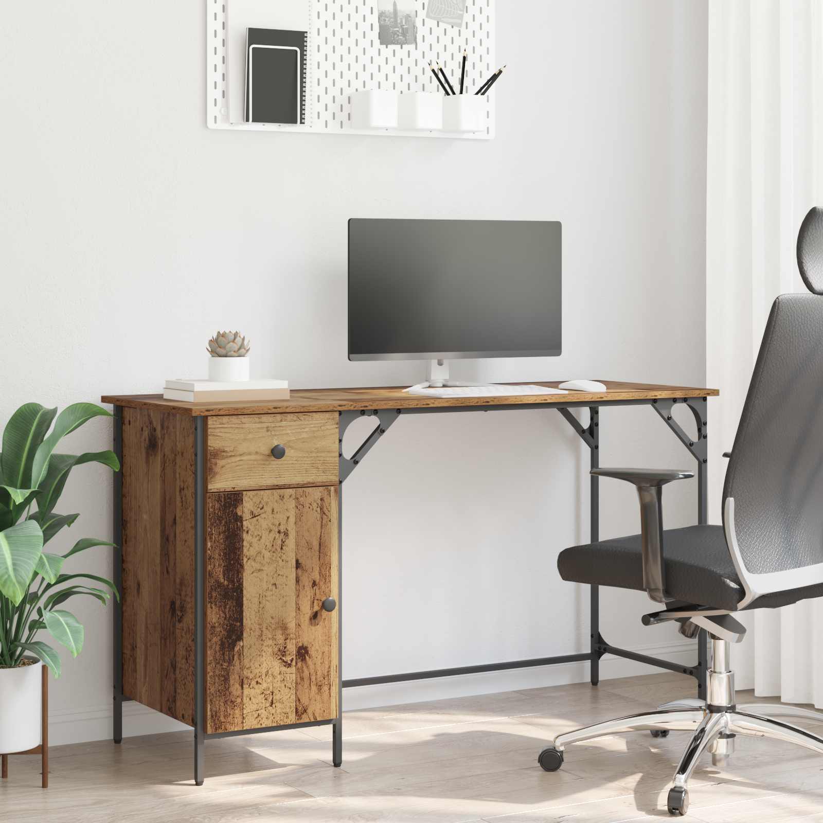 vidaXL Birou de calculator Lemn Vechi 131 x 48 x 75 cm Lemn compozit