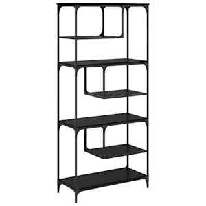 vidaXL Raamatukapp 6 tasandit 81 x 36 x 176 cm Tehispuit Must tamm
