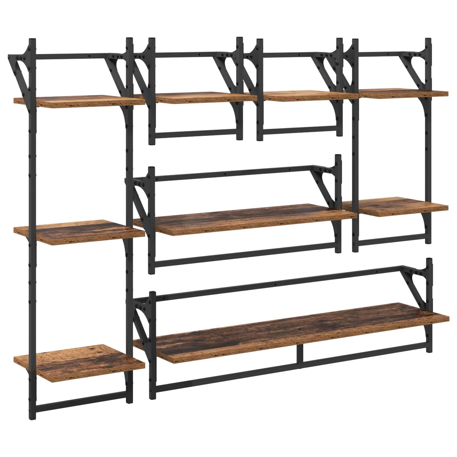 Sada nástěnných polic 6 pcs Staré dřevo 100 x 25 x 30 cm - obrázek 2