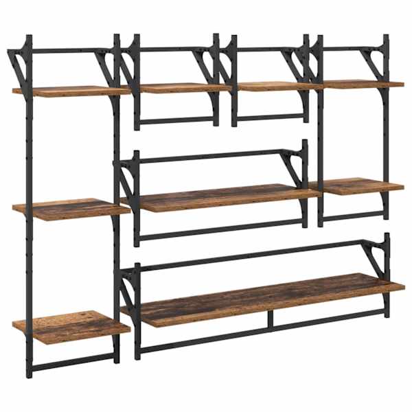vidaXL Seinariiulikomplekt 6 tk Vana puit 100 x 25 x 30 cm Tehispuit