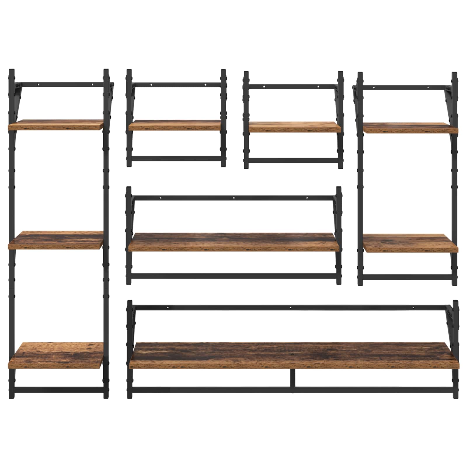 Sada nástěnných polic 6 pcs Staré dřevo 100 x 25 x 30 cm - obrázek 10
