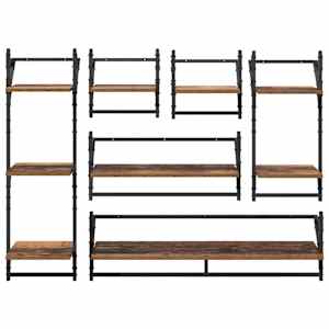Sada nástěnných polic 6 pcs Staré dřevo 100 x 25 x 30 cm - obrázek 10