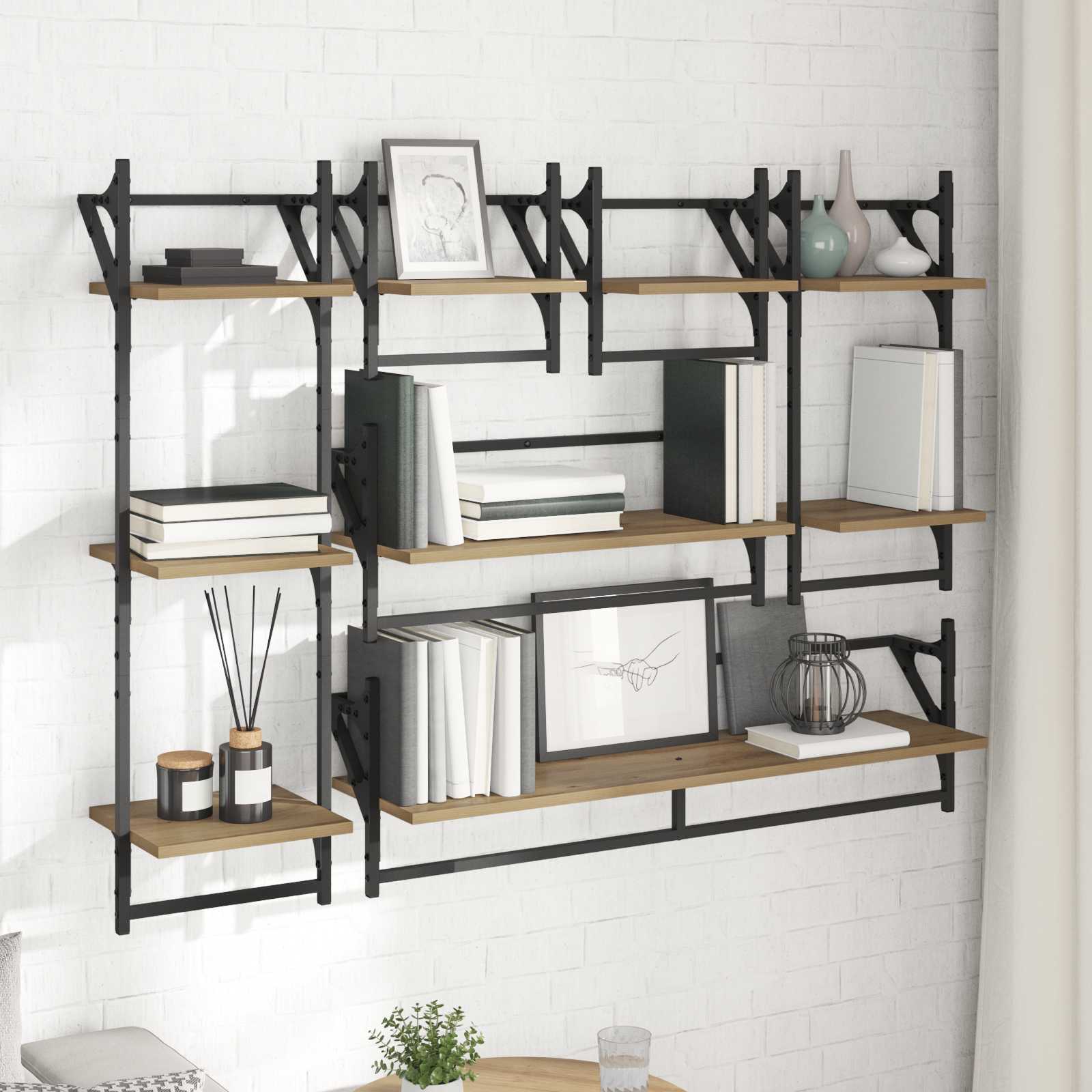 Sada nástěnných polic 6 pcs Artisanový dub 100 x 25 x 30 cm - obrázek 4