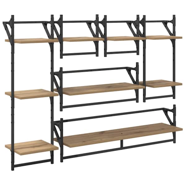 vidaXL Seinariiulikomplekt 6 tk K&auml;sit&ouml;&ouml;puu 100 x 25 x 30 cm Tehispuit