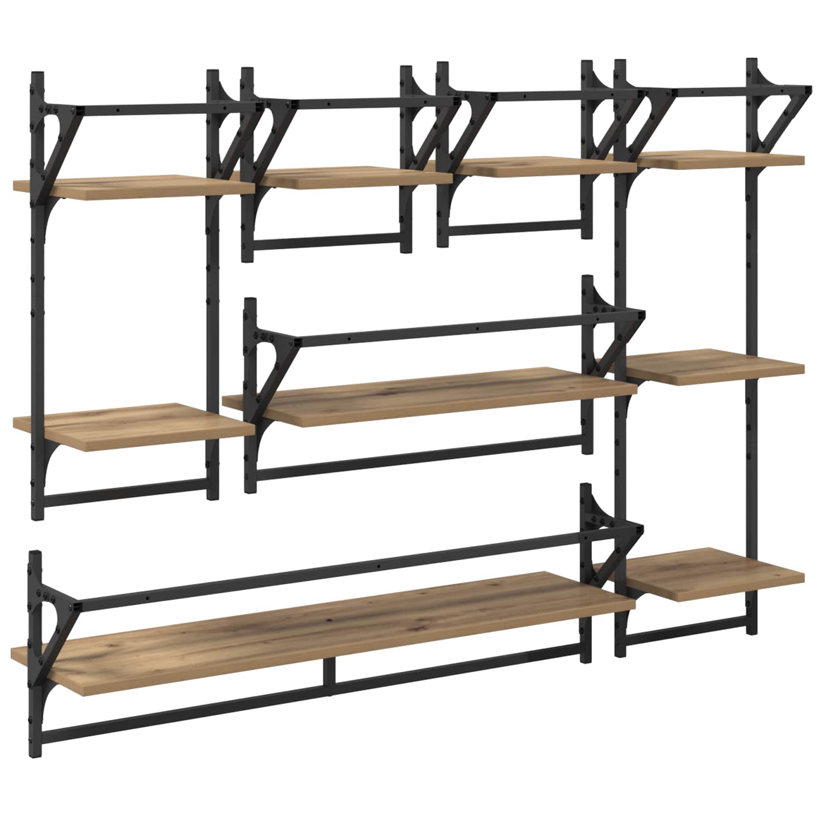 Sada nástěnných polic 6 pcs Artisanový dub 100 x 25 x 30 cm - obrázek 17