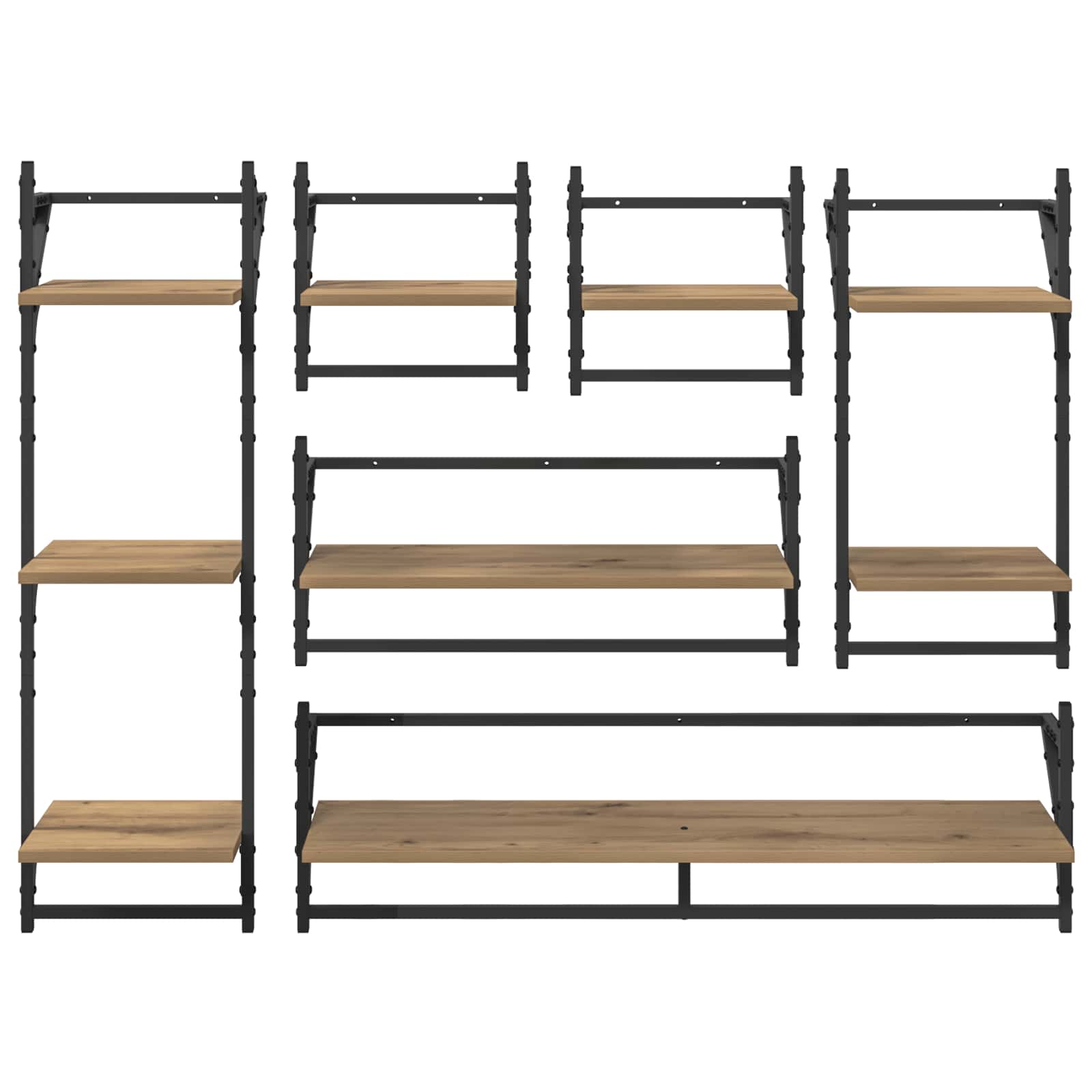 Sada nástěnných polic 6 pcs Artisanový dub 100 x 25 x 30 cm - obrázek 10