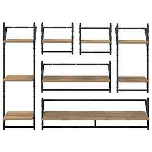 Sada nástěnných polic 6 pcs Artisanový dub 100 x 25 x 30 cm - obrázek 10