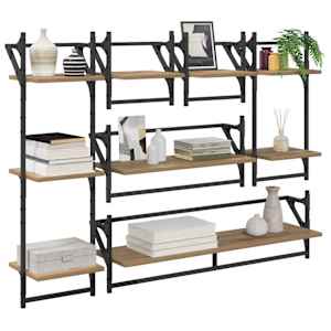 Sada nástěnných polic 6 pcs Artisanový dub 100 x 25 x 30 cm - obrázek 3