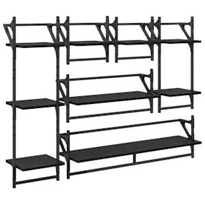 vidaXL Seinariiulikomplekt 6 tk Must tamm 100 x 25 x 30 cm Tehispuit
