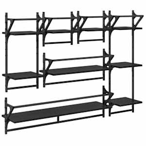 Sada nástěnných polic s policí 6 pcs Černý dub 100 x 25 x 30 cm - obrázek 17