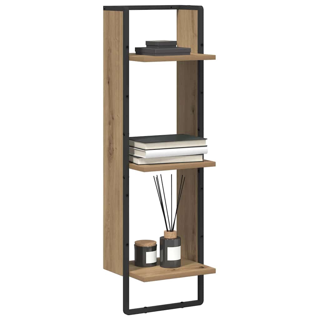 vidaXL Wandplank met plank Artisan Eiken 30 x 25 x 100 cm Bewerkt hout