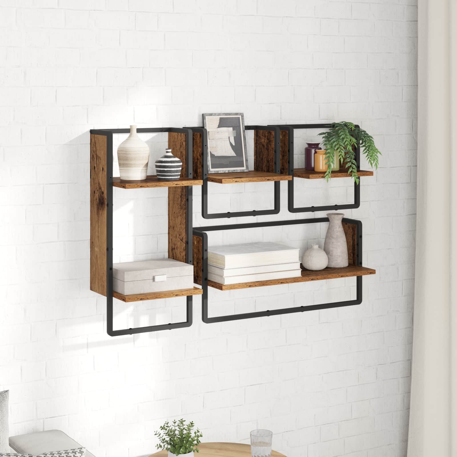 Sada nástěnných polic 4 pcs Staré dřevo 65 x 25 x 30 cm - obrázek 4