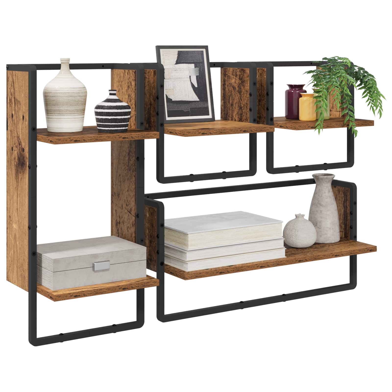 Sada nástěnných polic 4 pcs Staré dřevo 65 x 25 x 30 cm - obrázek 3