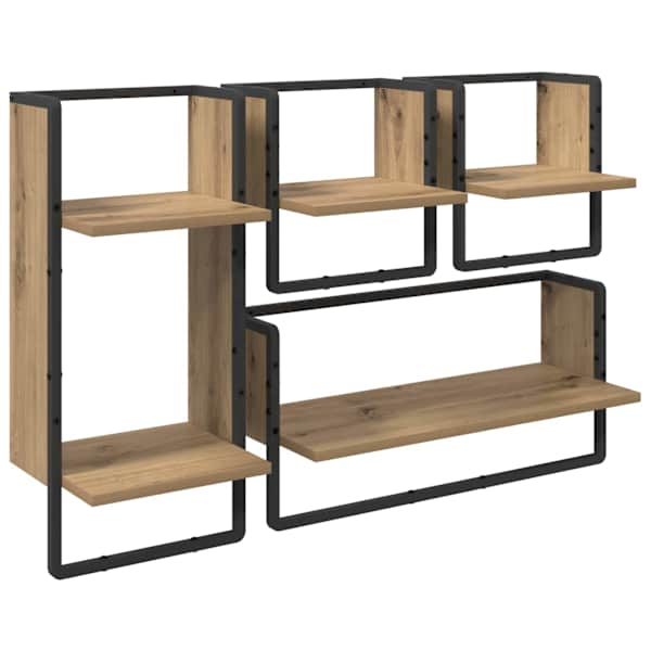 vidaXL Seinariiulikomplekt 4 tk K&auml;sit&ouml;&ouml;puu 65 x 25 x 30 cm Tehispuit