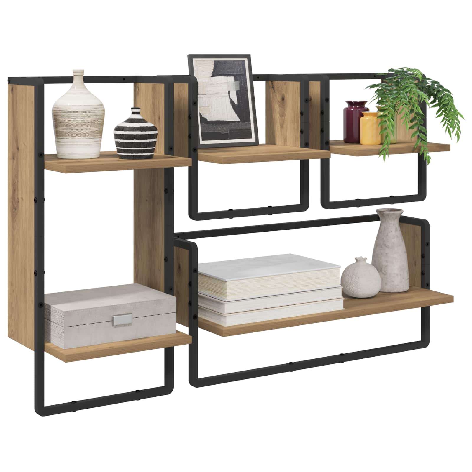 Sada nástěnných polic 4 pcs Artisanový dub 65 x 25 x 30 cm - obrázek 3