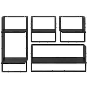 Sada nástěnných polic s policí 4 pcs Černý dub 65 x 25 x 30 cm - obrázek 8