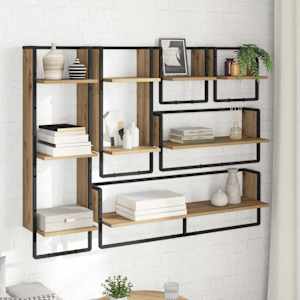 Sada nástěnných polic 6 pcs Artisanový dub 100 x 25 x 30 cm - obrázek 4