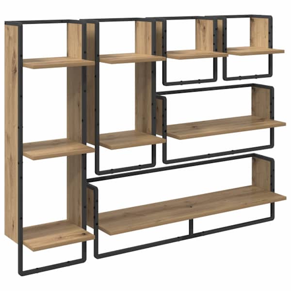 vidaXL Seinariiulikomplekt 6 tk K&auml;sit&ouml;&ouml;puu 100 x 25 x 30 cm Tehispuit