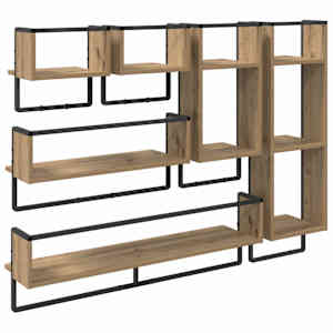 Sada nástěnných polic 6 pcs Artisanový dub 100 x 25 x 30 cm - obrázek 17
