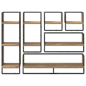 Sada nástěnných polic 6 pcs Artisanový dub 100 x 25 x 30 cm - obrázek 10