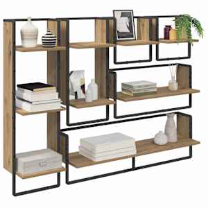 Sada nástěnných polic 6 pcs Artisanový dub 100 x 25 x 30 cm - obrázek 3