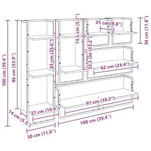 Sada nástěnných polic 6 pcs Artisanový dub 100 x 25 x 30 cm - obrázek 20