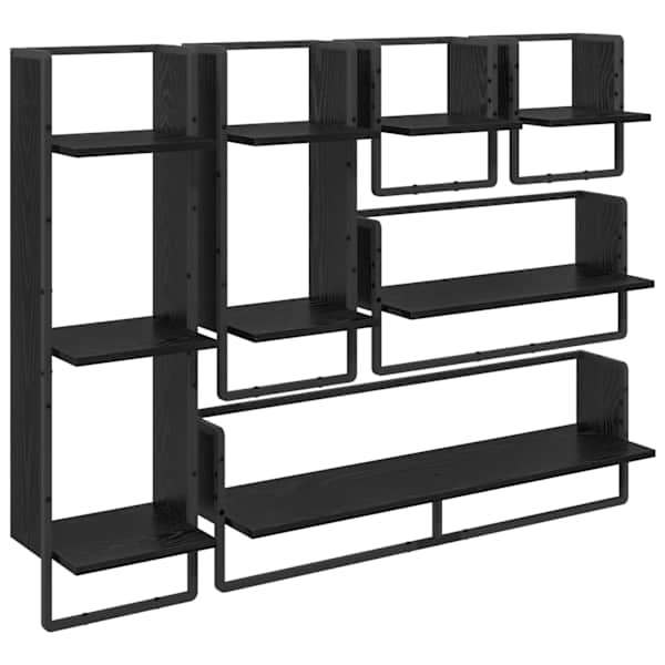 vidaXL Seinariiulikomplekt 6 tk Must tamm 100 x 25 x 30 cm Tehispuit
