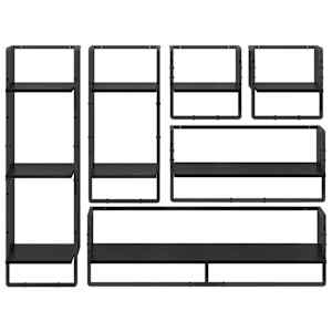 Sada nástěnných polic s policí 6 pcs Černý dub 100 x 25 x 30 cm - obrázek 10
