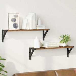 Stenske police 2 pcs Star les 60 x 15 x 15,5 cm Konstruiran les