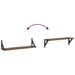 Nástěnné poličky s policí 2 pcs Staré dřevo 60 x 15 x 15,5 cm - obrázek 10